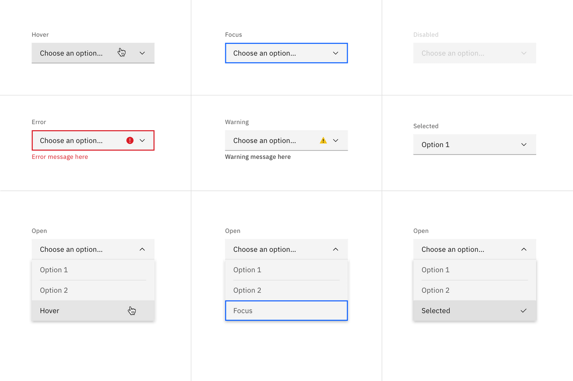 Dropdown and combo-box states